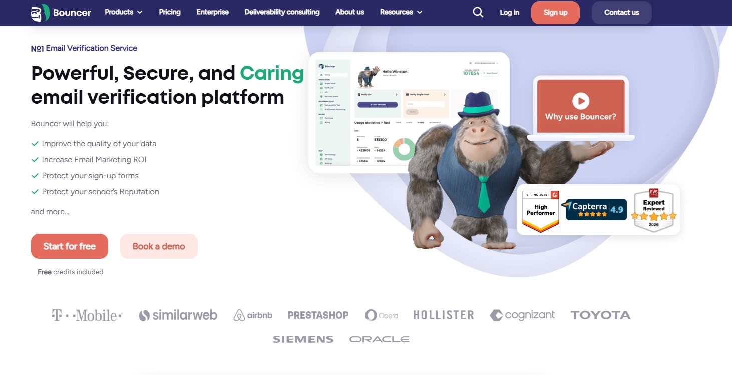 Bouncer Email verification tool homepage banner