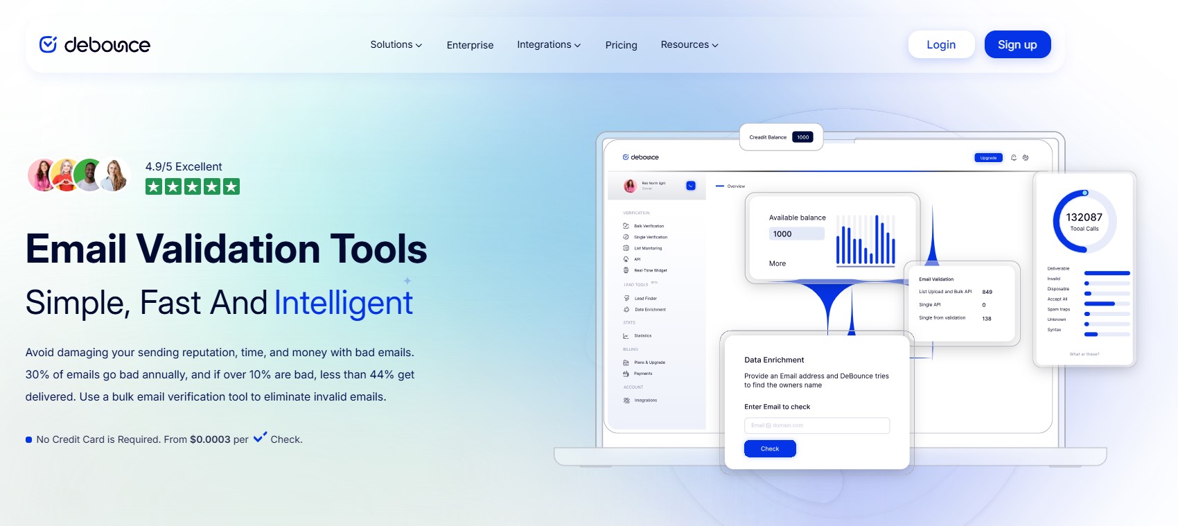 DeBounce Email verification tool homepage banner