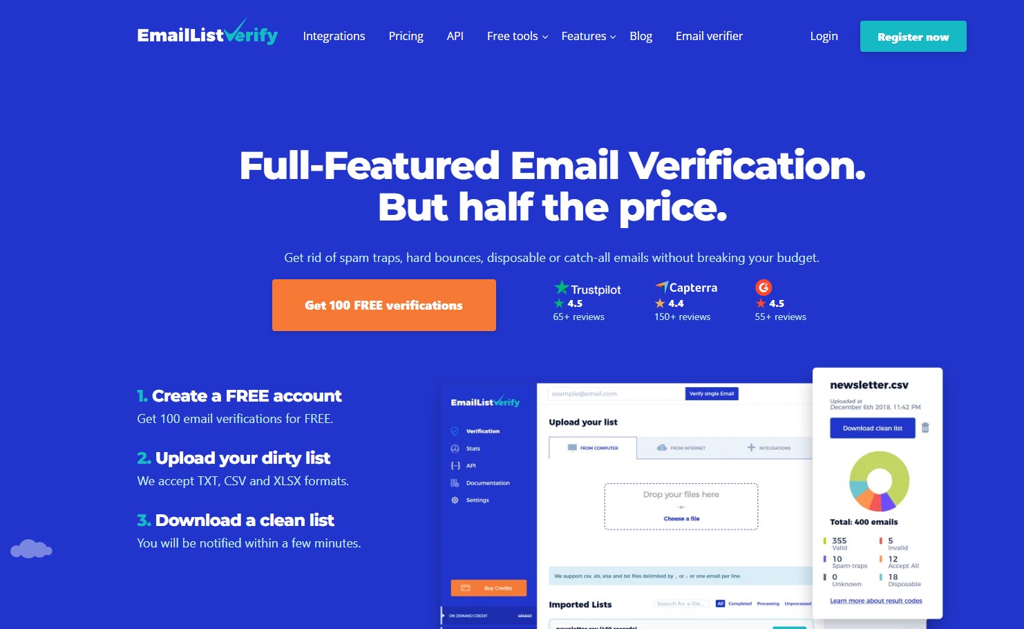 EmailListVerify Email verification tool homepage banner