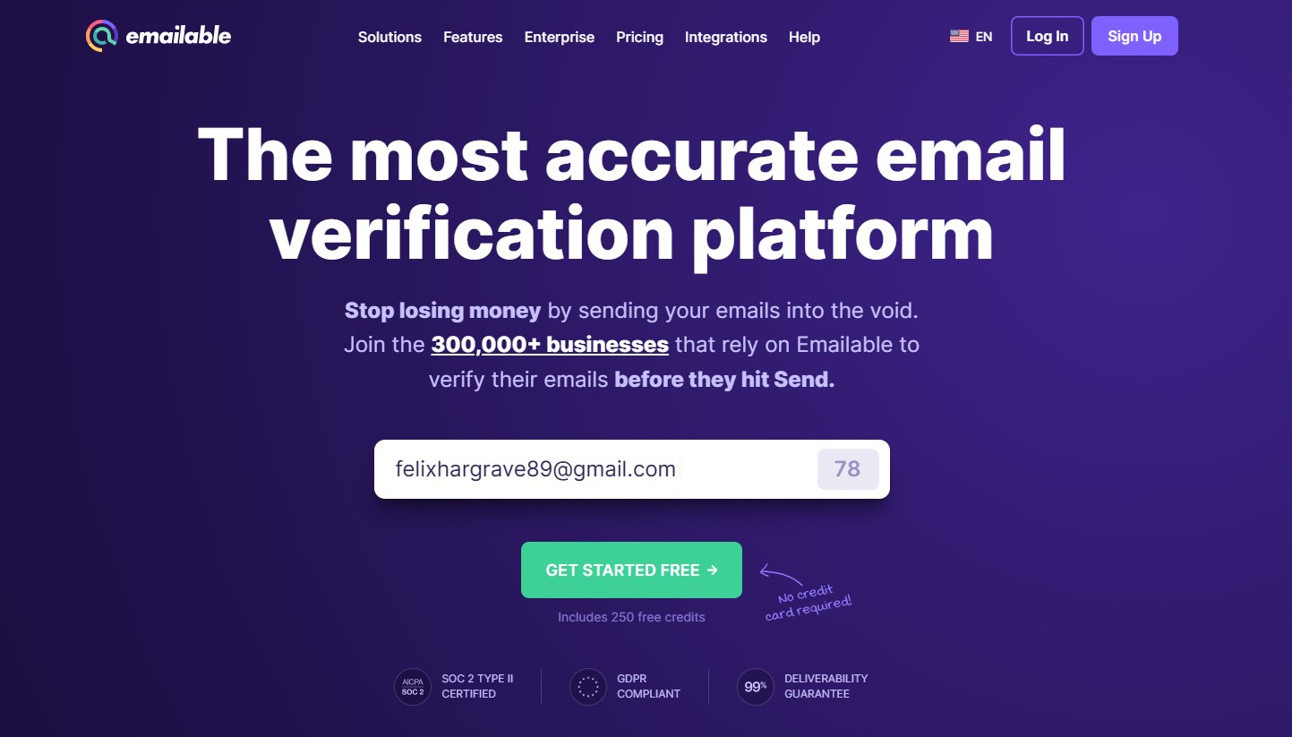 Emailable Email verification tool homepage banner