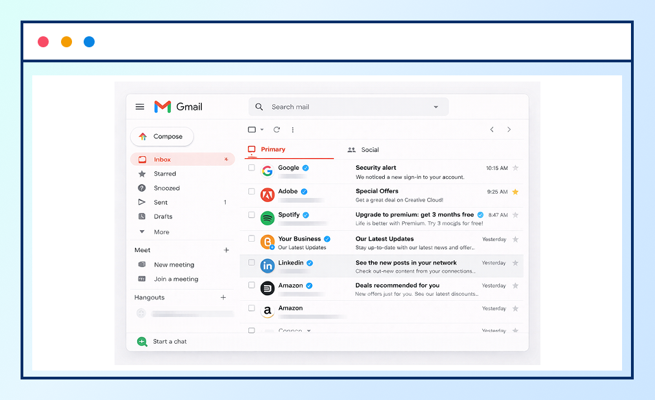 BIMI in Gmail displaying brand logos for verified senders