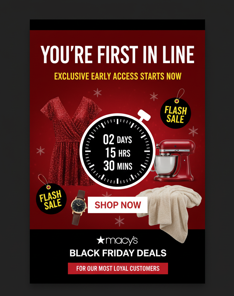 Illustrating the early-access phase one week before Black Friday