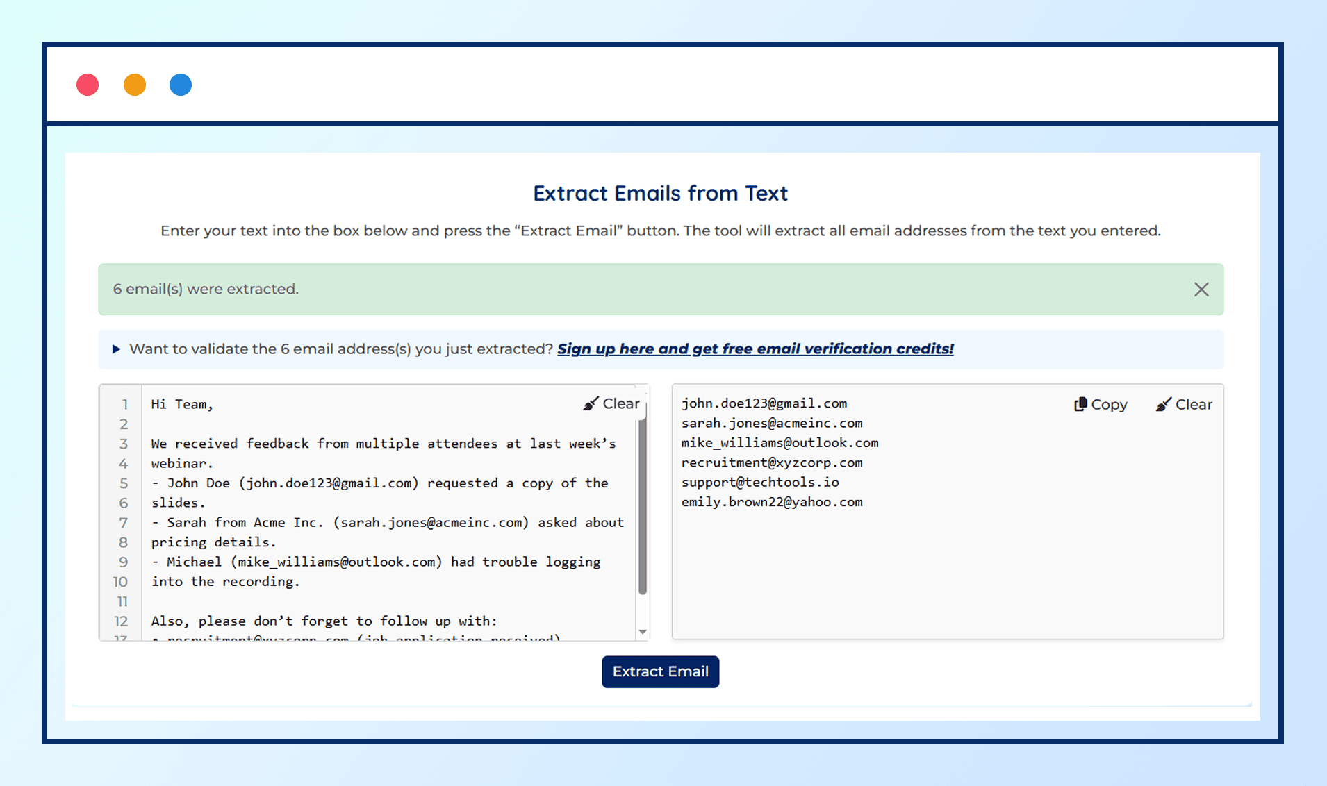 Extract emails instantly with ExactVerify Email Extract