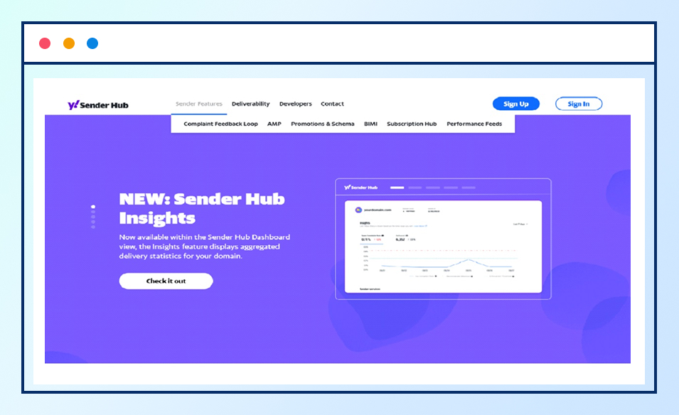Overview of Yahoo Sender Hub features