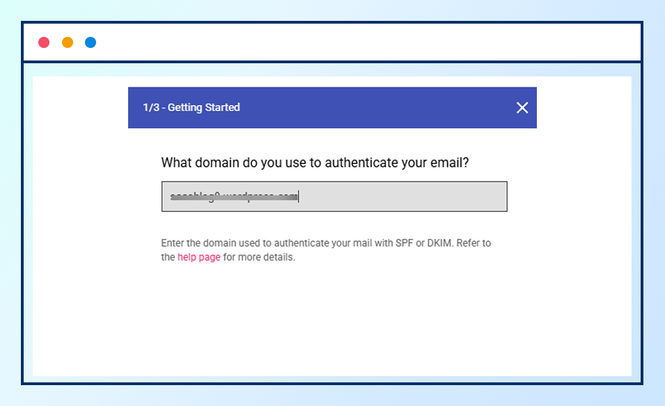 Domain setup screen in Google Postmaster Tools account