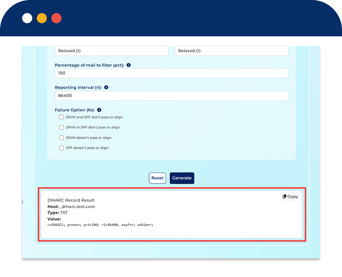 Generate DMARC DNS Record – Step-by-step guide to generate