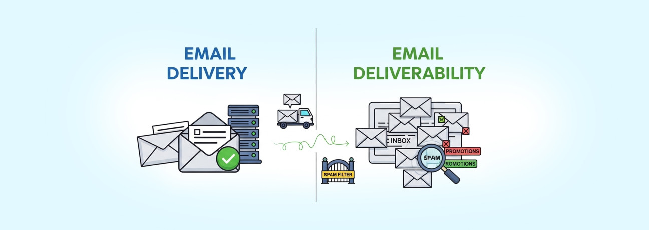 Email Deliverability vs Email Delivery comparison for marketers